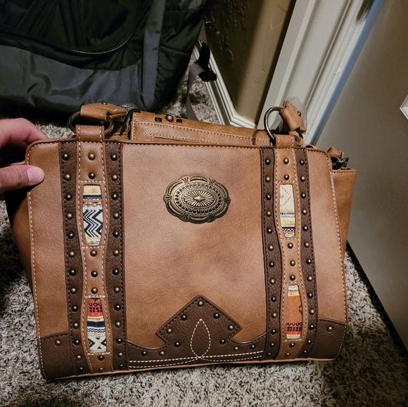NEW-Boot Barn-Western style hand bag w wristlet/trifold wallet-Brown leather - Picture 6 of 6